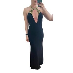 Jovani Dresses | Jovani 02326 Beaded Feather Embellished Vintage Blue Dress Gown Size 8 | Color: Blue/Purple | Size: 8 | Shinegirl152's Closet